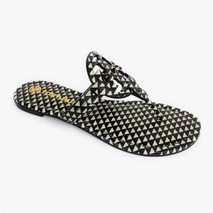 NEW! Tory Burch Miller Sandal Triangle Geo Print Flip Flop Authenticated Sz 6.5